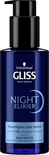 Gliss Night Elixier Aqua Revive (100 ml), Haarserum versorgt normales bis trockenes Haar im Schlaf mit Feuchtigkeit, Haarpflege repariert das Haar langanhaltend