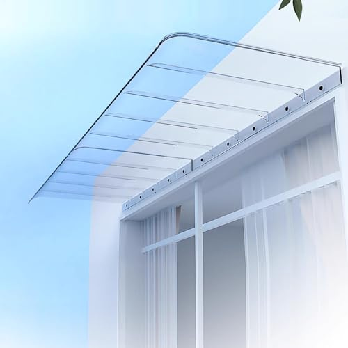 Zlovne Auvent de Porte et Fenêtres Invisible,Auvent de Véranda Transparent,Auvent Marquise d'Entrée,Marquise Solaire Abri Banne Entrée Protection,Extérieur Feuille de Polycarbonate (40x280cm/16 x110)