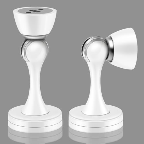 Magnetic Door Stop, White Door Stopper Wall Protector Stainless Steel Door Holder Heavy Duty Magnetic Door Catch Keep Door Open Magnet Doorstops Wall Floor Mounted, 2 Pack