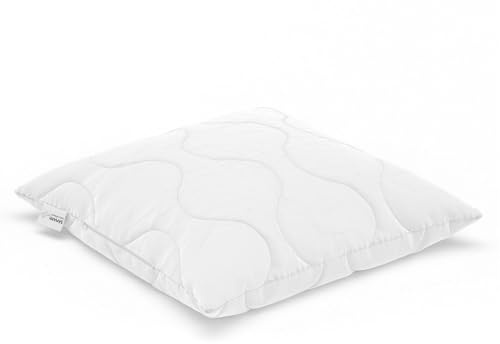 Sämann Kopfkissen mit individuell anpassbarer Füllung | atmungsaktives Steppkissen | 60°C maschinenwaschbar | mit Reißverschluss | herausnehmbare Hohlfaserbällchen (40x40 cm)