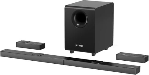 ULTIMEA 7.1.4ch Sound Bar for TV, with Dolby Atmos, 740W Soundbar Surround Sound System, with Adjustable 8 Wireless Subwoofer and 2 Rear Speakers, Home Theatre Sound Bars for Smart TV, Nova S90