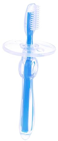 Babyzahnbürste aus Silikon, Mundmassagegerät und Trainingsinstrument | Blaue Babybürste, Leicht und Praktisch, mit Kappe für Unterwegs und Alltag