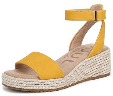Naturalizer SOUL Women's Gloria Espadrille Wedge Sandal Yellow Linen 7.5 W