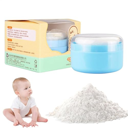 Körperpuderquaste und Behälter – leichte Kosmetik-Staubbox, Staubbehälter mit Puff, ideal für Talkum, Bad und loses Puder