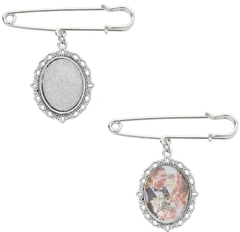 SUPerfINDINGS 2 st bröllopsbukett foto-berlocker gör-det-själv nål brosch tillverkning kit brud broscher nålar silver bröllop bukett bildram berlocker med älva hängen för brud dekoration