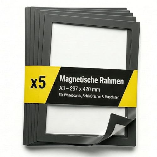 PREVIS Magnetrahmen A3 (297 x 420 mm) für Kühlschrank & Metallflächen – Magnetischer Bilderrahmen für Fotos, Dokumente & Notizen – Wiederverwendbarer Bilderrahmen Magnetisch für Küche, Büro & Schule