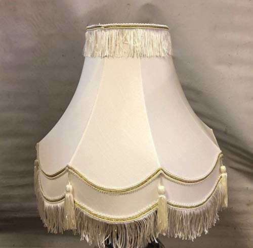 Traditional Fully Lined Cream/Gold Table LAMP Shade Fully Lined Double Scallop Lamps:-Sandal Stars (10 Traditional Shade)