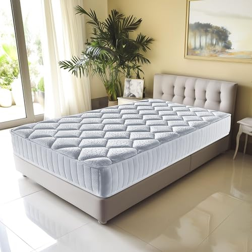 Provence Literie Lot de 2 Matelas Excellence a Ressorts Ensaches + Memoire de Forme 80 Kg/m3 + 2 Aleses 70x190 Hauteur +/- 25,5 cm - Accueil Moelleux - Soutien Equilibre + 2 Oreillers Visco