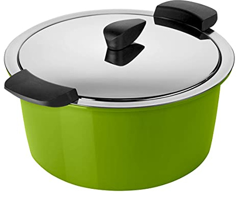 KUHN RIKON HOTPAN Kochtopf mit Deckel mit Thermoschüssel zum Essen warmhalten, Grün, 2 Liter, 18 cm, dampfgaren, warmhalten, induktionsgeeignet, Edelstahl