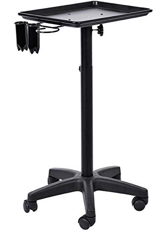 Frisörvagn, frisör vagn med hjul höjd, salong vagn arbetsvagn för frisörsalong spa, frisör vagn med 2 koppar och 1 metallring för frisörsalong spa, vacker frisörvagn vagn svart