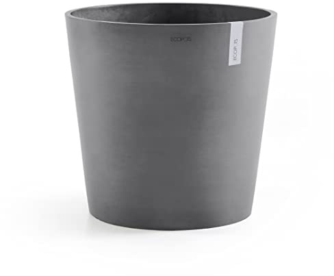Ecopots Blumentopf Amsterdam Hell Grau - Durchmesser Ø 60 cm rund groß - Pflanzentopf aus Recycling Kunststoff - Übertopf modern für Indoor und Outdoor