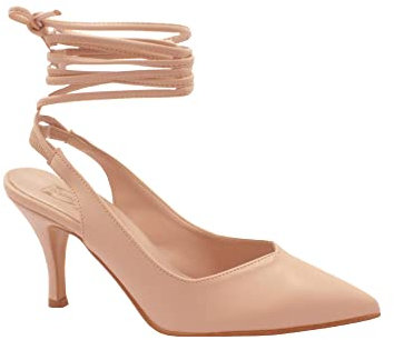 Divine Follie 3549 Cipria Nude Rosa Scarpe Donna Decolleté Tacco Punta Lacci alla Caviglia 40