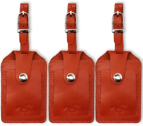 Kofferanhänger, Kofferanhänger 3 stück Gepäckanhänger mit Adressschild Echtes Leder -Kofferanhänger mit Adressschild, Tags mit Namensschild zum Erkennen Ihrer Reisetasche