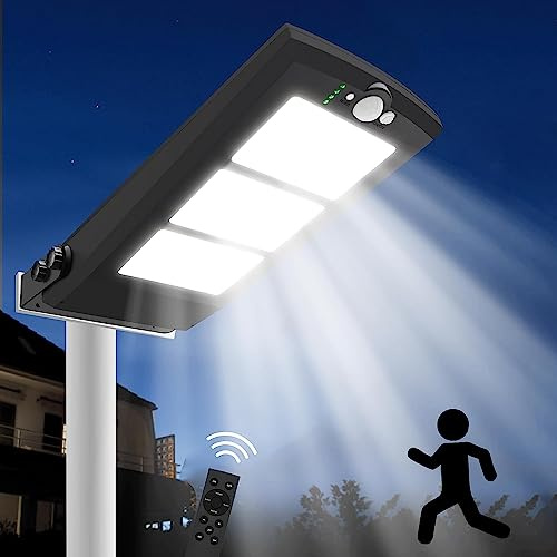 Daixilan Lampadaires solaires d'extérieur étanches du crépuscule à l'aube, avec détecteur de mouvement et télécommande, convient pour les cours, jardins, rues, garage, montage mural 30 000 lm