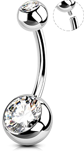 OUFER Body Piercing para ombligo interno extra largo acero inoxidable 316L 10 12 14 mm