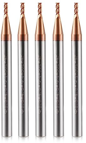 1.5mm CNC Fräser Schaftfräser Hartmetall 4 Schneiden, 5 Stücke TiSiN Coat Spiralfräser Bit VHM Bohraufsätze Mit 4 Rillen，55 HRC Schneide Schaftfräsersatz Drill für Aluminiumlegierung, Stahl, Kupfer