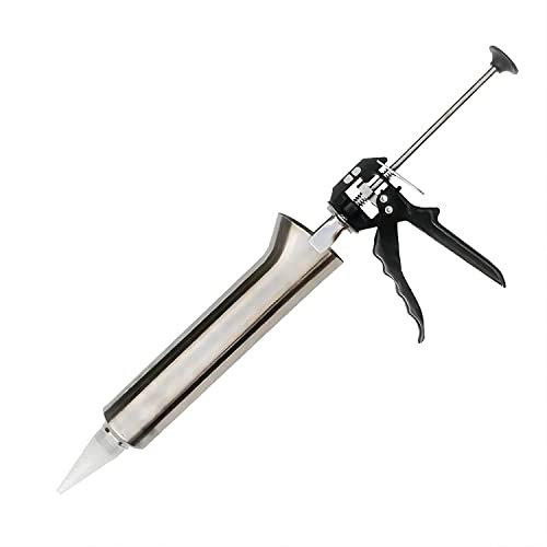 EXENXA Stainless Steel Caulking Gun, Hand Grouting Gun Cement Grout Mortar Caulk Pointing Grouting Gun Sprayer Caulking Tool Fill With Cement Lime Joint (2 Nozzles) 0