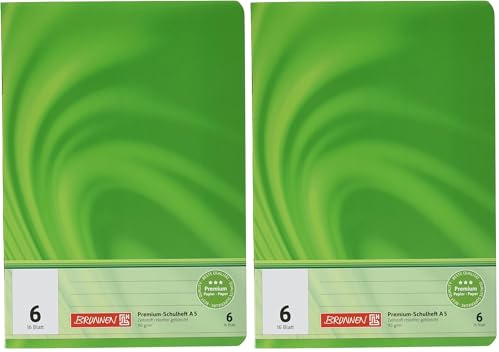 Brunnen 104570602 Schulheft A5 Vivendi (16 Blatt, blanko, mit Linienblatt) (Packung mit 2)
