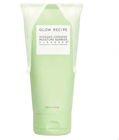 Glow Recipe Avocado Cleanser Gesichtsreiniger mit Feuchtigkeitsbarriere und Avocado-Ceramid, feuchtigkeitsspendender Gesichtsreiniger für trockene Haut, täglicher Make-up-Entferner und sanfte