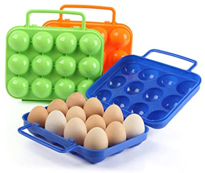 GOOHOCHY Contenedor Portátil Para Huevos De Plástico Azul Para 12 Unidades, Caja Hermética Tapa Para Almacenamiento y Transporte Seguro Cocina y Camping
