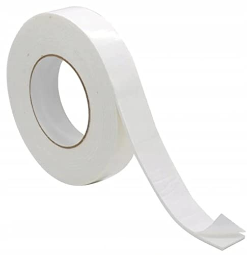 Wooden World Ruban mousse double face PE Blanc, Epaisseur 2 mm, Adhésif Acrylique 9 mm 25 M, Entretoise Blanc