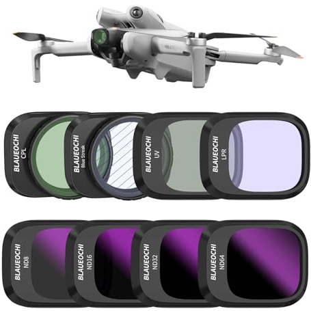 ND und CPL Filter Set kompatibel mit DJI Mini 4 Pro 8 Stück, UV, CPL, LPR, BS, ND8, ND16, ND32, ND64 Polarisator-Neutraldichte-Spezialeffekt-Drohnenobjektivfilter, mehrfach beschichtetes optisches