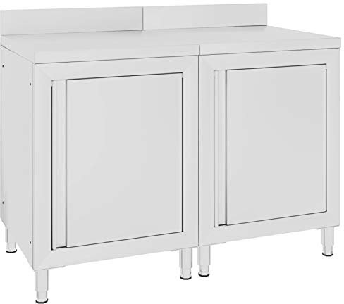 Homgoday Mobiletto con Piano di Lavoro 120x60x96 cm in Aiaio Inox, Mobili per Casa Interno Esterno Soggiorno Camera da Letto