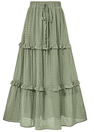 BTFBM Casual Solid Maxi Skirt Fall Clothes Flared A-Line Skirts For Women