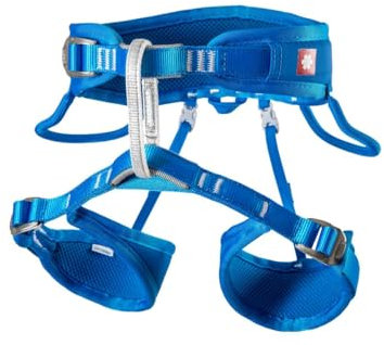 Ocun Twist Kid Blau - Komfortabler verstellbarer Kinder 3-Schnallen Klettergurt, Größe XS - Farbe Blue