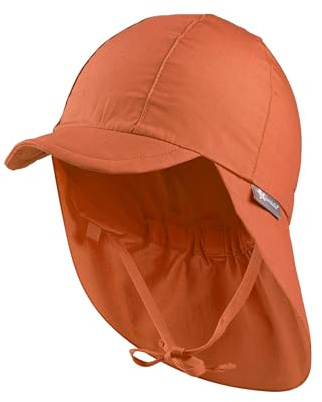 Sterntaler Schirmmütze Nacken - Unisex Baby- und Kinder Mütze mit Nackenschutz und einsteckbaren Ohrenklappen - UV-Schutz 50+ Sommermütze zum Binden - Popeline (Bio) Kopfbedeckung - rost, Größe 53