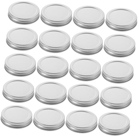 PRETYZOOM 20pcs Wide Mouth Storage Jars Airtight Tinplate Lids Canning Jar Covers Reusable for Home Kitchen