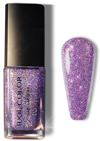 Glitzer Nagellack, Langanhaltender schnelltrocknender Nagellack mit natürlichen Inhaltsstoffen - 13ml Shimmer Lila Glitter Nail Polish - DIY Nail Art Maniküre (009 Purple)