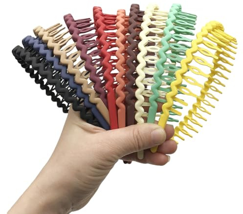 FSSTUD Lot de 7 serre-têtes en plastique avec dents - Peigne ondulé - Serre-têtes colorés en zigzag - Élastique antidérapant en forme de dent de requin - Accessoires de coiffure pour femmes et filles
