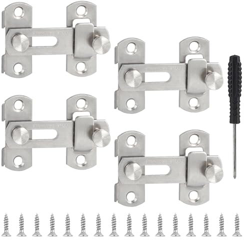 YSDMY Riegel Edelstahl 4 Stück Türverriegelung riegelschloss Schwarz riegel tür 3 Zoll Türriegel Edelstahl für Türen,Fenster,Gärten,Badezimmer,Schrank,Torverriegelung,Schrank Riegel,Mini Türriegel