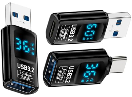 xiwai 3 Teile/los Typ-C Adapter mit Smart LED Digital Display 10Gbps USB-C zu USB3.2 Typ-A PD 36W Schnelle Lade Überwachung Display Tester Detektor