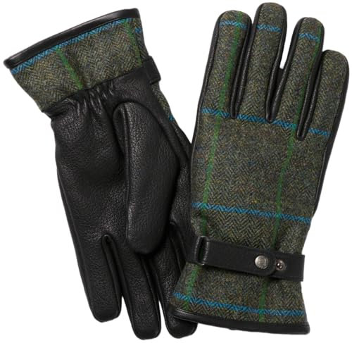 Failsworth Wasserdichte Tweed-Lederhandschuhe in Muster 487 - Grün, Größe:XL, Muster 487 - Grün, X-Large