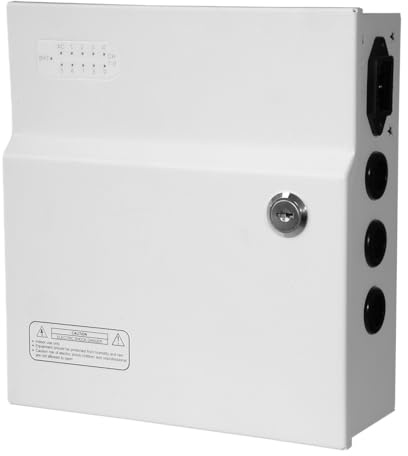 RVT SECURITY - Box Di Alimentazione, Quadro Elettrico Interno, Quadro Elettrico, 12 Volt, 10 Ampere, 120 W Funzione UPS, Cassetta Di Alimentazione, 1KG, BATTERIA NON INCLUSA (Con led)