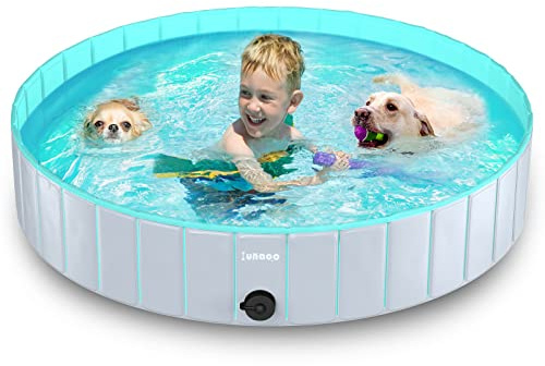 lunaoo Hundepool fur Große Hunde, Faltbare Schwimmbecken Hund Planschbecken Dog Pool, Tragbar PVC Hundebadewanne Hundeschwimmbad für Große Kleine Hunde, Hellgrün, 160 x 30cm