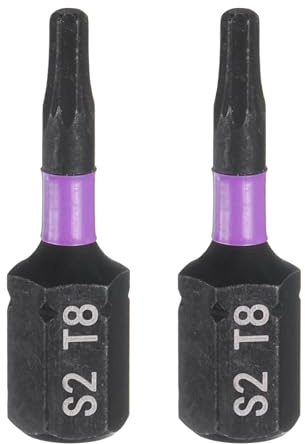 QUARKZMAN 2Pz T8 Inserti per Avvitatore Torx 1/4 Gambo Esagonale 25mm/1 Lunghezza Punte per Cacciavite Magnetico 6 Punte Esagonali a Stella in Acciaio S2 Trapano Elettrico di Qualità
