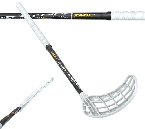 FAT PIPE Floorball Schläger Unihockey Stock Zack 33 ORC - Black White - IFF Zertifiziert, mit ORC Schaufel/Kelle (Schaftlänge 77 cm, Linke Hand Oben/Rechtsauslage)