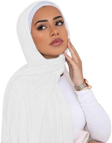 HIJAB SCARF FÖR KVINNOR 66,9X27,6 tum Modal Lätt mjuk vit halsduk för kvinnor Full täckning Minimalist Long White Hijab Head Wrap Scarf Shawl For Women Muslim, White Scarf Shawl