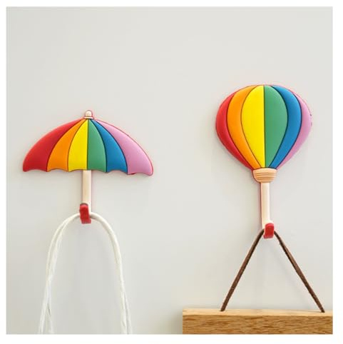 Bunilili 2 Pack of Umbrella Balloon Self Adhesive Hooks, Versatile Self-Adhesive Wall Hooks for Use in Bathrooms, Kitchens, Doors, Cupboards, Towels, Key