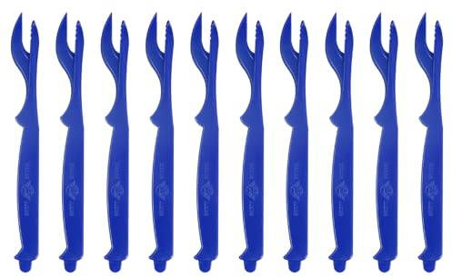 Sourcingmap - 10 piezas de galletas de patas de cangrejo, tenedores y púas a granel para langosta, cangrejo, cangrejo, cangrejo, gambas y camarones, mariscos, cuchillo de fácil apertura (azul)