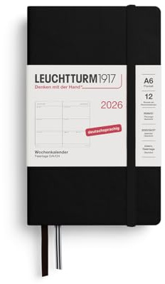 LEUCHTTURM1917 372541 Veckokalender ficka (A6) 2026, 12 månader, svart, tyska