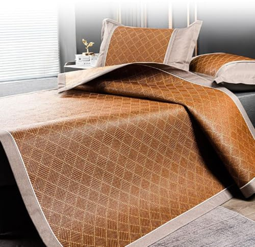 AVSMGP Materassino Pieghevole in bambù per Letto, Stuoia Rinfrescante Estivo - Lavabile - Antiscivolo - Pieghevole- per Casa, Hotel, Dormitorio, per Chi Dorme al Caldo,150 * 200CM