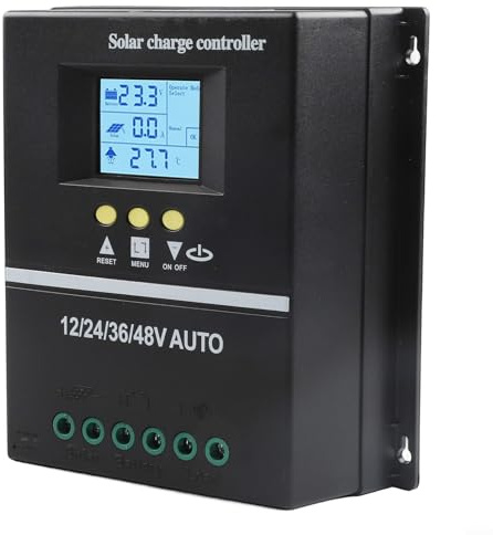 Contrôleur de charge solaire MPPT 200 A avec écran LCD – Régulateur de batterie double ports USB pour systèmes solaires 12 V/24 V/36 V/48 V