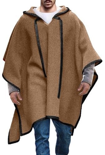 Generisch Poncho para hombre cálido, manta con capucha, poncho hecho a mano, ropa cómoda para hombres, ponchos para silla de ruedas, poncho de invierno, poncho de manta para hombres, portátil, cálido