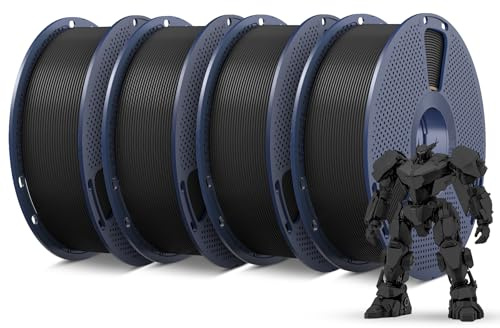 SUNLU PETG 1,75 mm 4 kg filamentset, mindre töjning och god vidhäftning mellan skikten, individuellt vakuumförpackade, filament för 3D-skrivare 4 kg, 1 kg per spole, 4 svarta. | PETG 1 kg höghållfasthet och seghet PETG-spole, för de flesta 3D-skrivare, mått +/- 0,02 mm, svart, 4 000 g