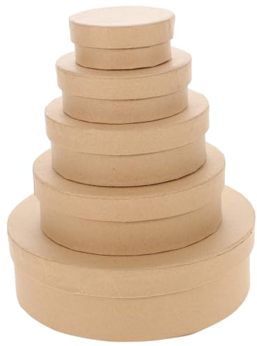 Runde Keksdose aus Karton, 5 Stück, für Versand und Selbstgemacht | Kraftpapieroptik, Glatte Außenseite, Khaki, für Basteln, Geschenke, Kekse und Süßwaren