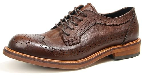 WinDhana Men's Dress Shoes Genuine Leather Derby Luxury Formal Business Suit Shoes for Men Cap-Toe Longwing Brogues 55-1 Brown 6